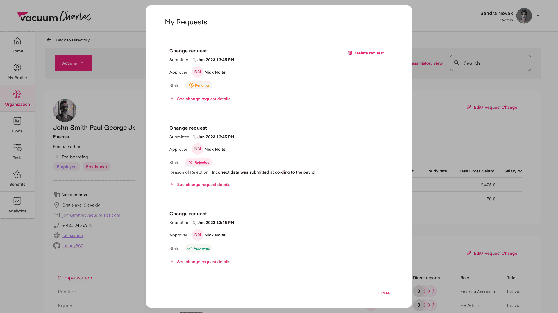 Check change request status